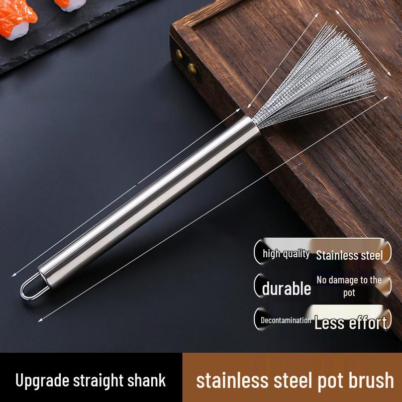 

Щетка для мытья посуды из нержавеющей стали с удлиненной ручкой - Инструмент для кухни для очистки антипригарного покрытия, масла и чашек Single Straight Handle