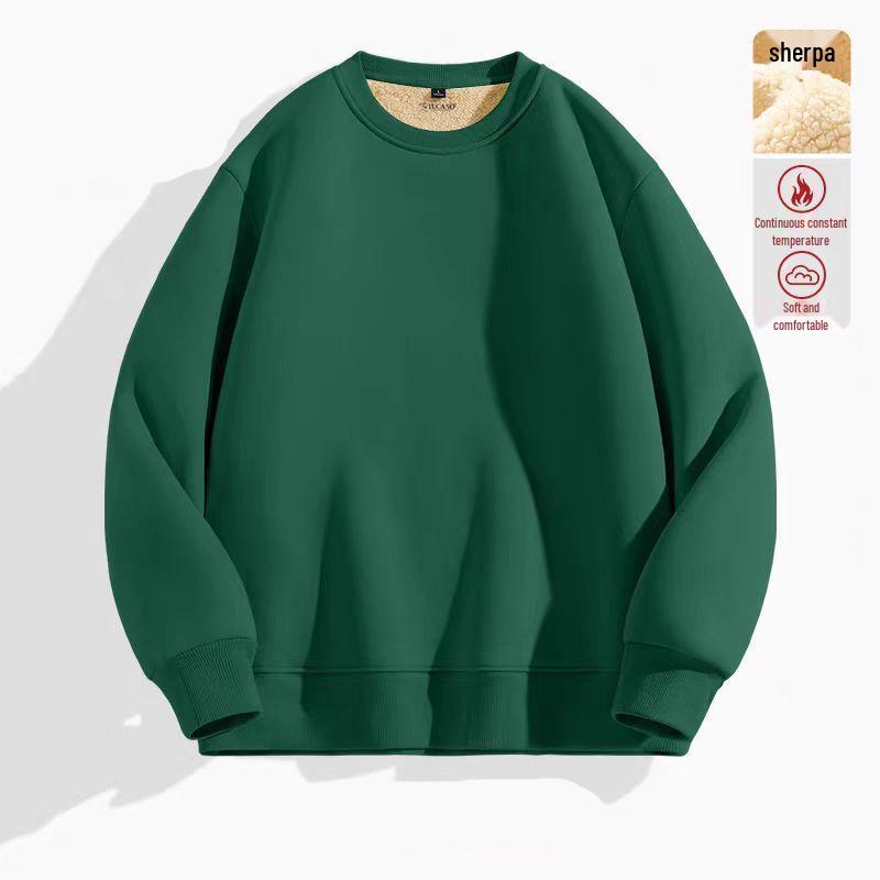 Unisex Lambswool Fleece-Lined Hoodie - Round Neck, Plus Size, 2024 Autumn/Winter Collection, Cozy and Thickened.