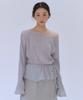 OURO Pleats Top Layered Blouse Tee [ Pale Gray ]