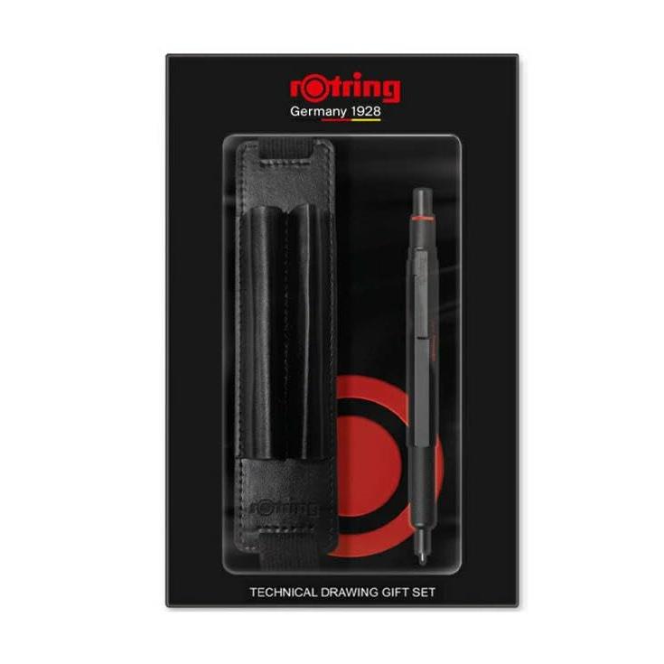 rotring Gift Set: 600 Mechanical Pencil, Pen Pouch, Notebook (Black 611936) - Ideal Writing Kit