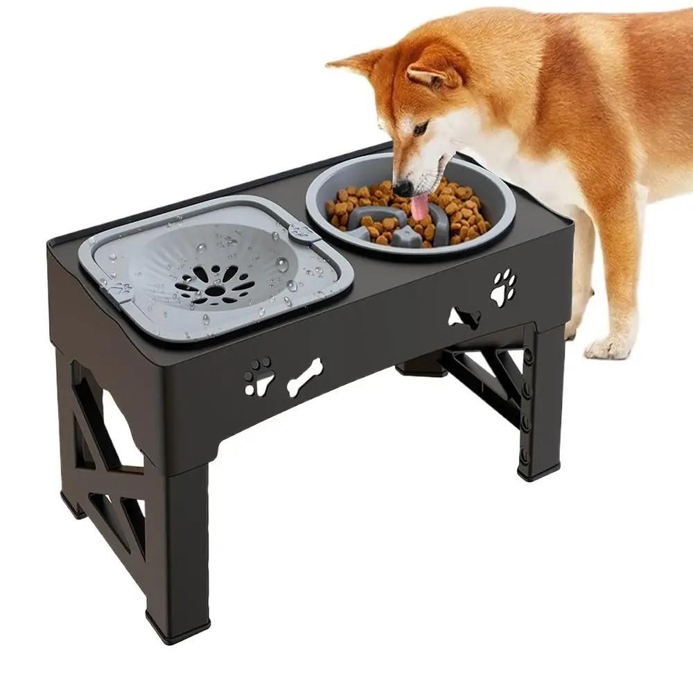 Adjustable Height Pet Feeder 3 In 1 Dog Double Bowls Elevated Dog Bowls For Kittens Puppies