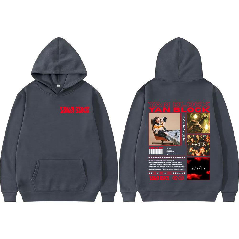 Rapper Yan Block Vacile Album 2025 Merch Hoodies Herren Damen Vintage Gothic Hip Hop Hoodie Langarm Lockeres Sweatshirt Streetwear