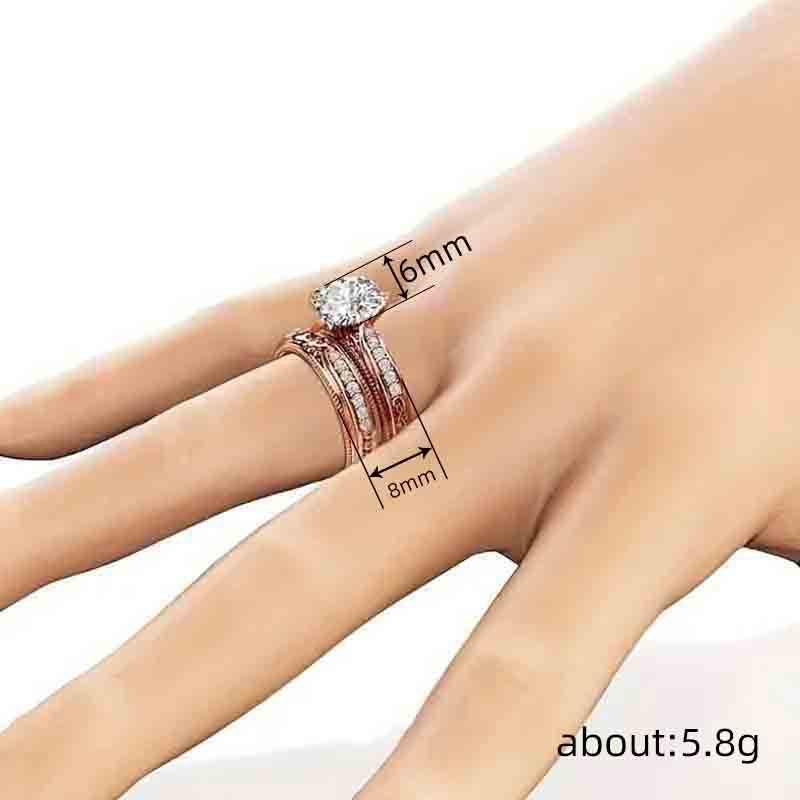CopperRings Set for Women Elegant Wedding Engagement Finger Accessories Luxury Attractive Charms Jewelry