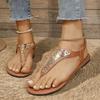 Women's Rhinestone Thong Flat Sandals T-Strap Fashion Sandals Strap Summer Sandals