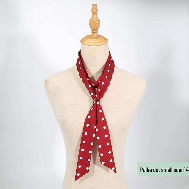 Polka Dot Silk Scarf: Versatile Ribbon for Bags & Ties - Spring & Autumn Korean Style