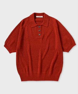 NONBLANK Raglan Half Sleeve Collar Knit_Crimson