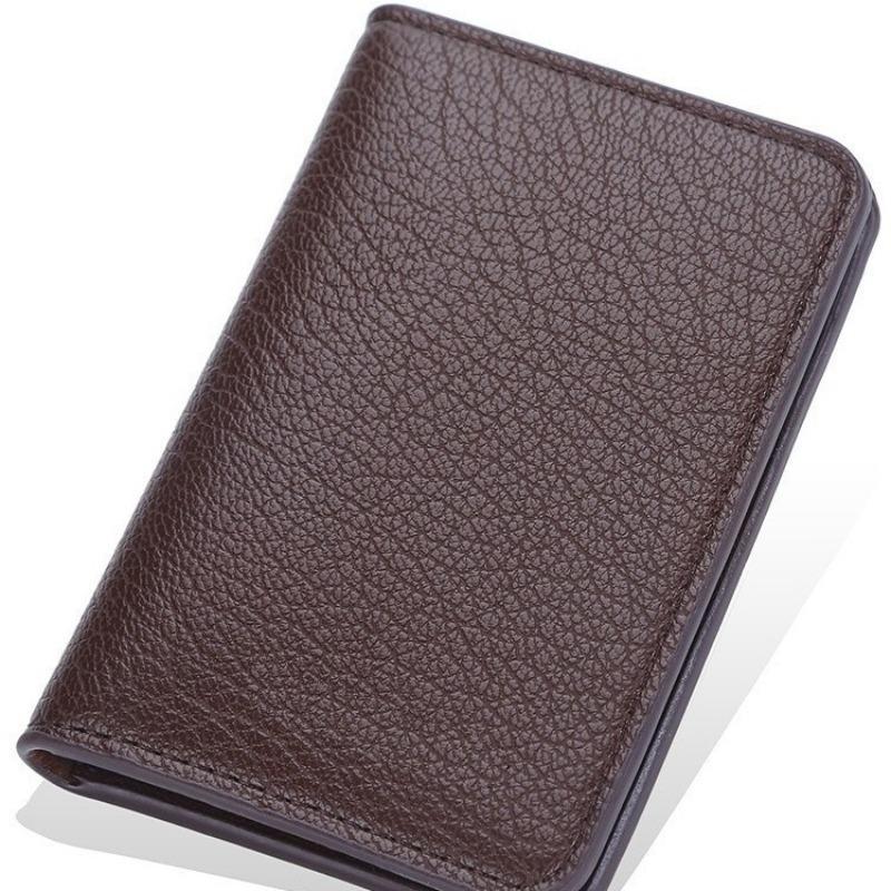 New Men's Card Bag, Simple Multi-card Holder, Striped Soft Leather Open Wallet, Functional Small Bag.
