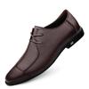 Spring & Autumn Men's Height Increasing Genuine Leather Lace-up Casual Shoes - Soft Sole, Large Size