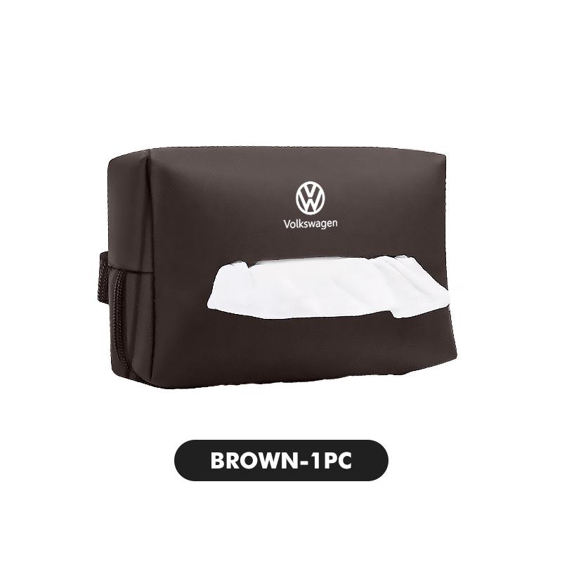 For Volkswagen VW Car Leather Tissue Box Universal Auto Seat Back Tissue Holder Scirocco Passat Polo B5 B6 B7 CC Tiguan Sharan Zj4