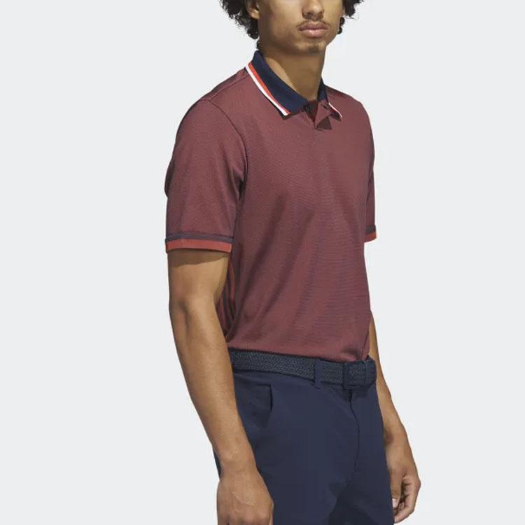 Adidas Color Block Striped Short Sleeve Polo Shirt Men tops Red HR7970