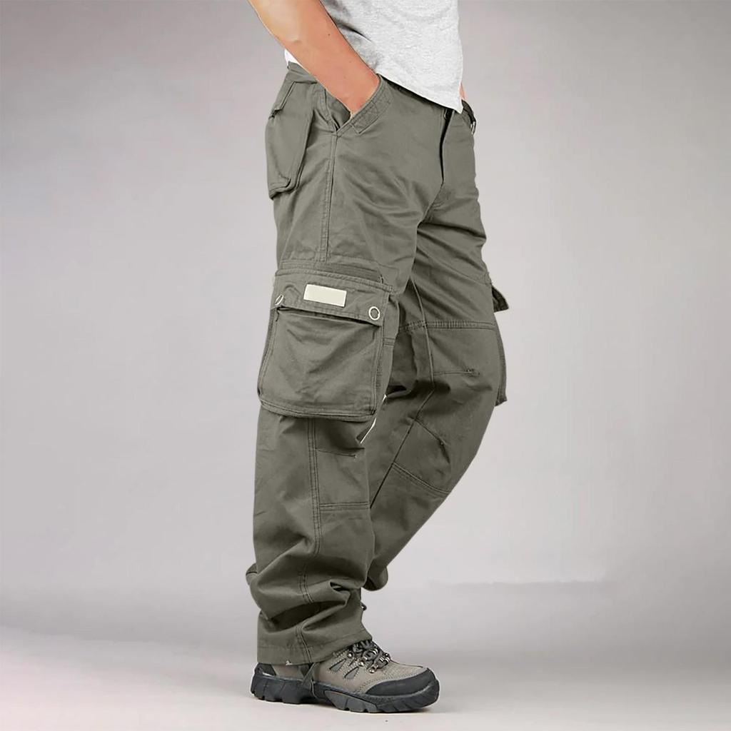 Men's Loose Casual Multi-pocket Work Pants,  Waist Drawstring  Pants