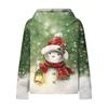 Women's Fashion Loose Hooded Pullover Long Sleeve Plaid Sweatshirt With Drawstring, Drop Shoulder, Pocket, Christmas Print Top