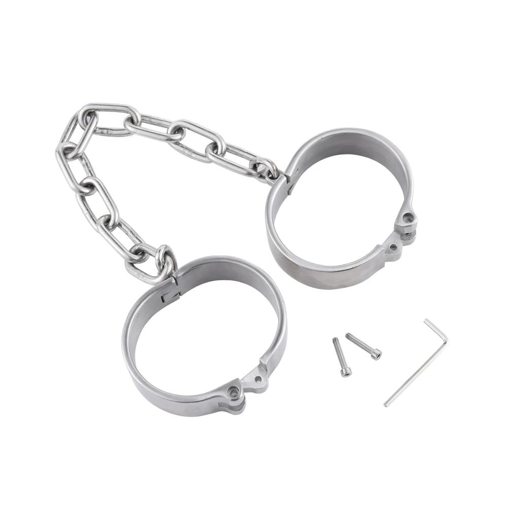 Stainless Steel Handcuff Slave Restraints Set Bondage Collar Ankle Cuffs  Bondage Restraint Sex Toys for Women Man Couples