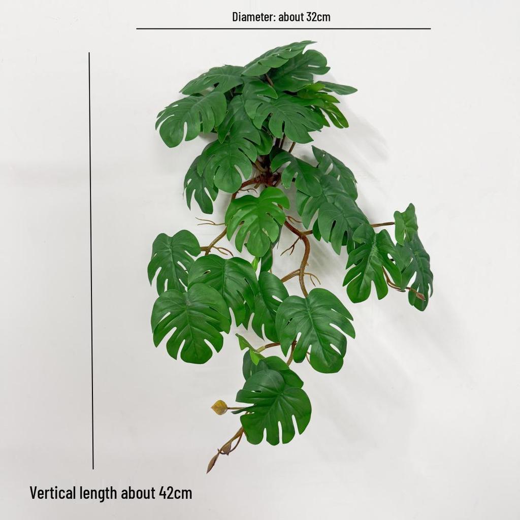 Wandmontierte Monstera-Ranke für die Innendekoration: Hängende Efeutute und laminierte grüne Zweige