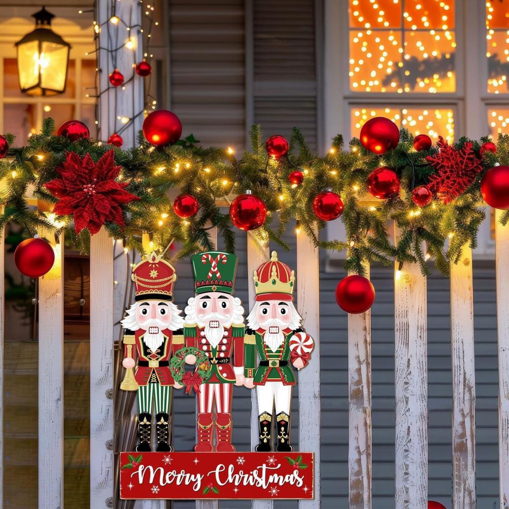 Weihnachts-Türschild Frohe Weihnachten Dekoration Weihnachts-Soldat Hängeschild Rustikale Holzrunde Dekoration für Innen und Außen