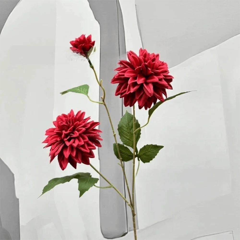 New 72cm Artificial Dahlia Flower 3 Heads Long Branch Faux Flower Floral Arrangement Hydrangea Flower Wedding Decor