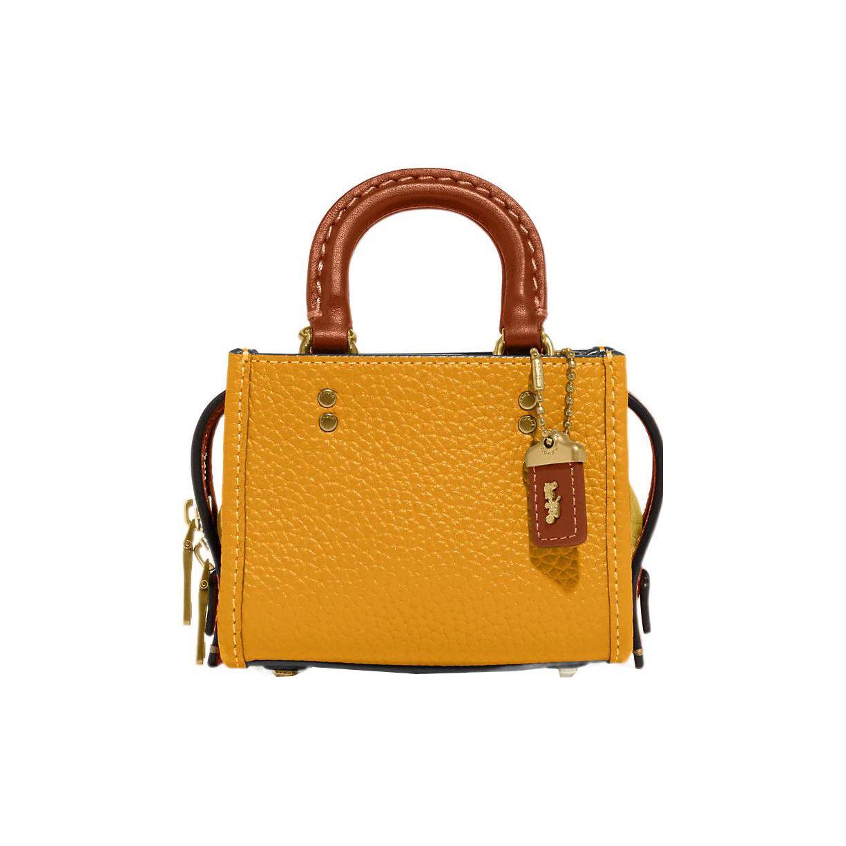 

Coach Rogue 11 Solid Color Carriage Tag Pebble Leather Square Shoulder Crossbody Mini Bag Women bags Orange-Yellow CI808-B4SZ9 Basic Set (Bag+Dust Bag)