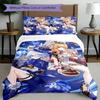 Conjunto de capa de edredom 3 peças (1*Capa de edredom + 2*Fronha, sem núcleo), Conjunto de Roupa de Cama com Estampa Genshin Impact, Decoração de Quarto, Para Todas as Estações, Presente de Aniversário
