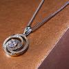 Silver Spiral Swirl Round CZ Pendant Necklace Multi Layer Pave Crystal Box Chain Women Wedding Fashion Jewelry