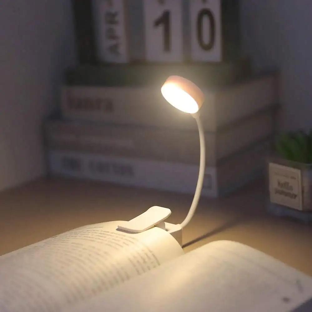 1Pc Portable LED Clip-on Reading Light, Three Color Temperatures, Long Press to Adjust Brightness, White Shell
