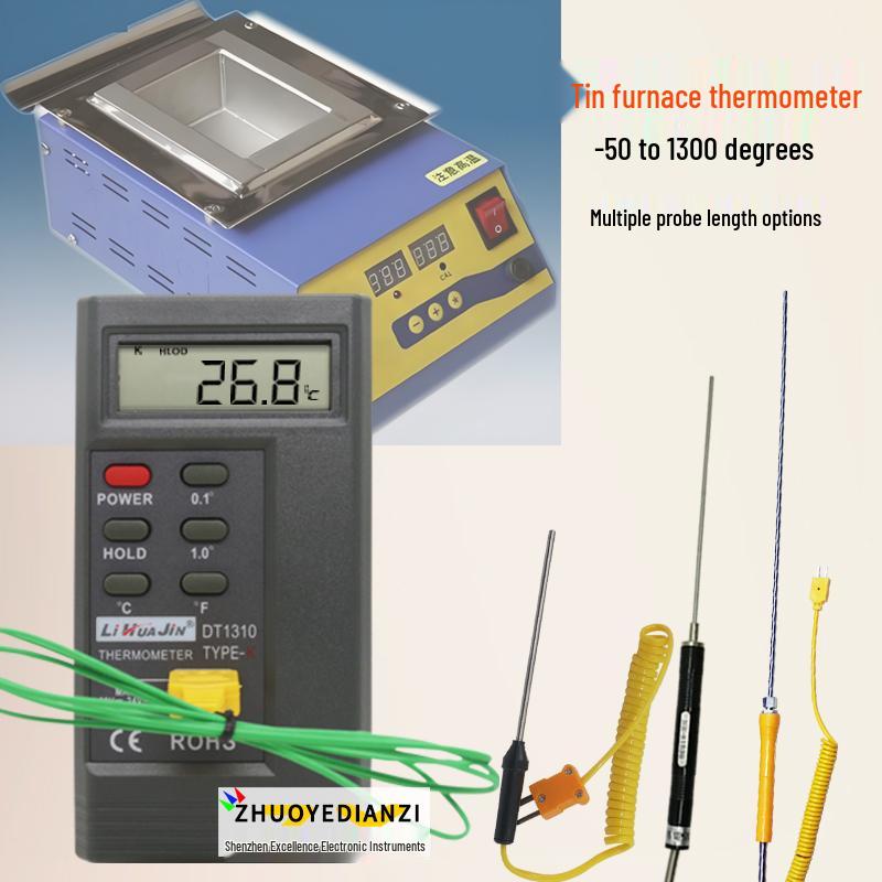 

Industrial Immersion Solder Pot Thermometer with K-type Thermocouple Probe for Liquid Tin Solution Temperature Measurement Thermometer + TP-02 probe
