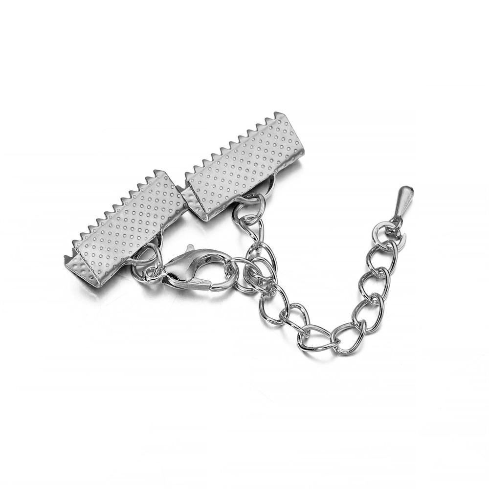 10Pcs Ribbon Leather Cord End Fastener Clasps Extender Chain Lobster Clasps Connectors For Jewelry Making Diy Bracelet Findings