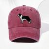 Border Collie Washed Cotton Baseball Cap Vintage Embroidery Unisex Distressed Snapback Hat Casual Animal Lover Gift Daily Hat