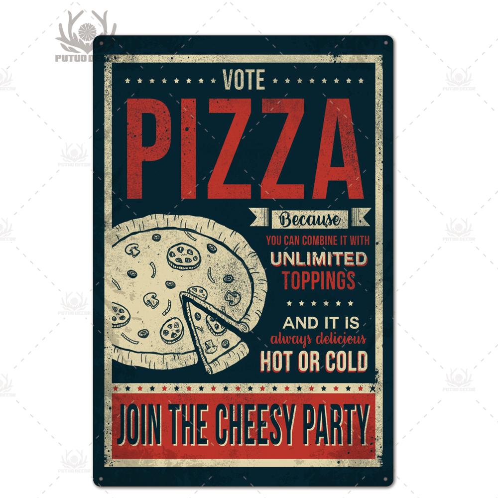 Putuo Decor Pizza Plaque Metal Vintage Tin Sign Retro Wall Art Poster for Cafe Bistro Restaurant Home Shop