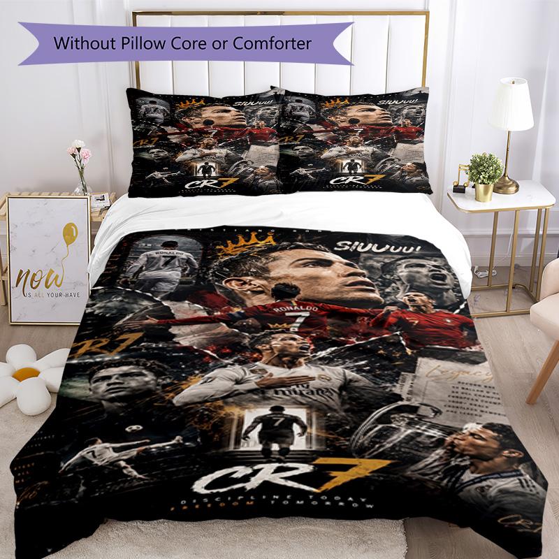 Ronaldo's Player Purple Kit Bedding Set, Breathable Duvet Cover with Pillowcases, Soft Bed Linen for Bedroom Home Decoration, Perfect Festival Birthda