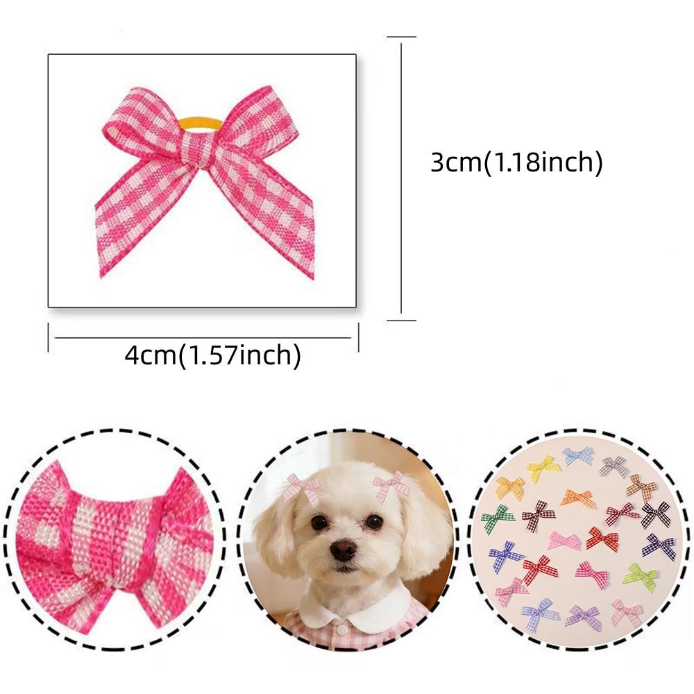 50/100pcs Handmade Small Dog Bows with Rubber Bands Fashion Puppy Grooming Accessories MixColor Pet Supplies for Dogs and Cats