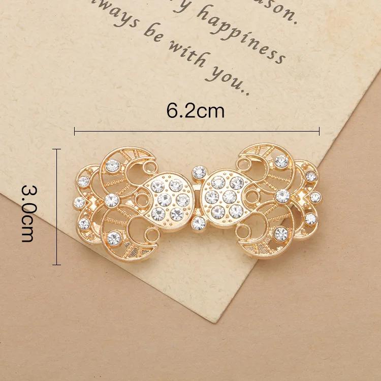 1 Pair Connectors Clasps Rhinestone Buckle Metal Button Waist Extender Hooks Eyes Clasps Fastener for Clothes