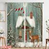 2pcs,2D Plane Printing Print Curtains Deer Cardinals Snowy House Versatile Polyester (without Rod) Art Deco Festive Use for
