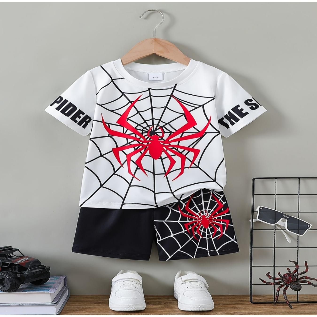 

2025 summer new 3D digital printed children s summer top/shorts for boys/girls, casual round neck sports set, comfortable 13-14Y