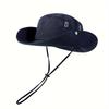 1pc Outdoor Mountaineering Fishing Bucket Hat Outdoor Travel Wide-brimmed Sun Hat Camping Drawstring Sunscreen Fisherman Hat