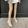 2025 New Giant Legs Long Thick Heel Pointed Legs Over Knee Boots Fashion Versatile Medium Heel Elastic Boots Women's Boots