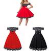 Vintage Polka Dot Halter Neck Dress With Puffed Sleeves For Date Night And Party Wear