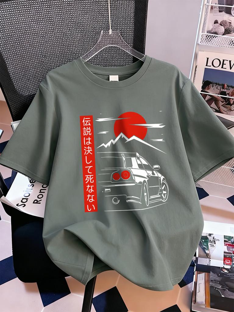 Car Is Heading At Sunrise Prints TShirts Women Summer Cotton Short Sleeve Tops ONeck Comfortable Loose T Shirt Casual Clothes