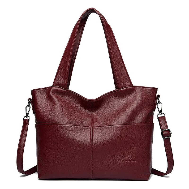 Vysoce kvalitní dámská kožená taška přes rameno s horním uchem, velkokapacitní dámská taška, luxusní design