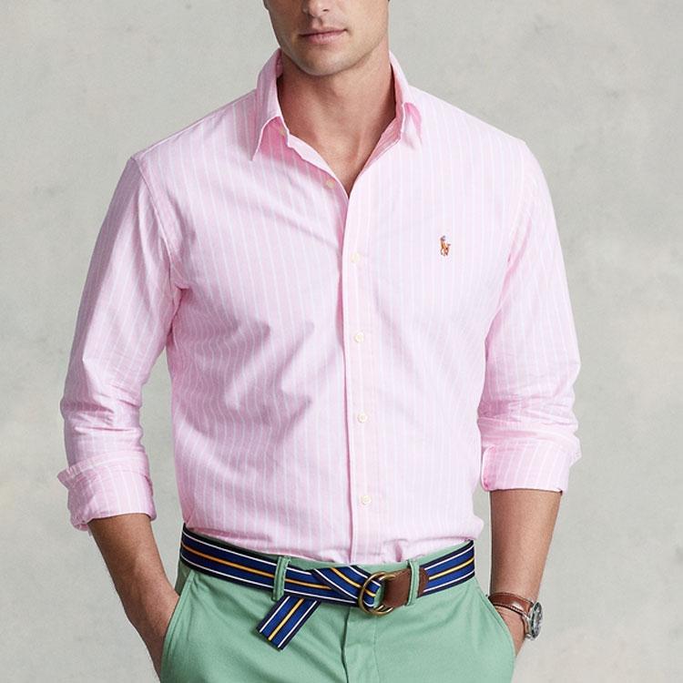 Polo Ralph Lauren SS22 Classic Cotton Oxford Long Sleeve Shirt Men Shirts Pink MNPOWOV16821981-999
