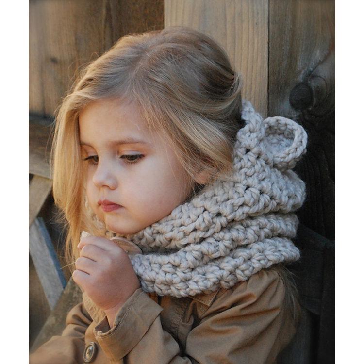 eBay Hot Sale Handmade Crochet Hat Children's Animal Ears Wool Hat Scarf Hooded Bear Hat