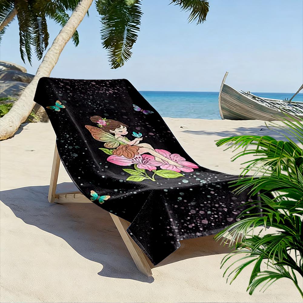 Fairy Sitting on Flower with Butterflies Beach towel quick-drying for travel outdoor sports jogging beach and swimming