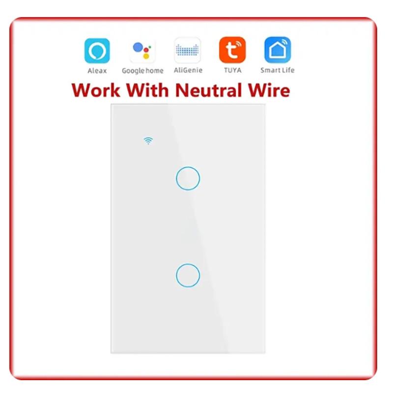 Tuya WiFi Smart Light Switch with Wall Touch, Compatible with Alexa and Google Assistant.