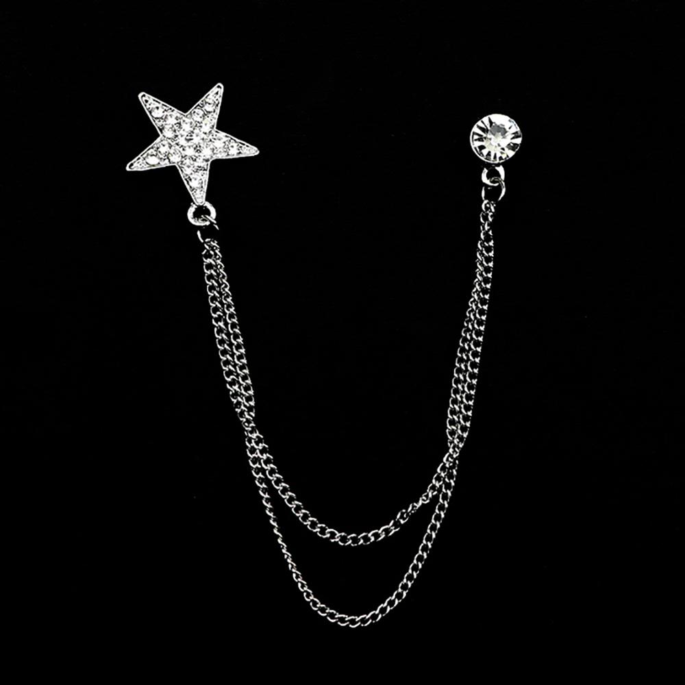 

Man Suit Shirt Collar Tassel Chain Lapel Pin Brooch Guitar Note Star Retro Pins Wedding Dress Party Dance Neckwear Accessories