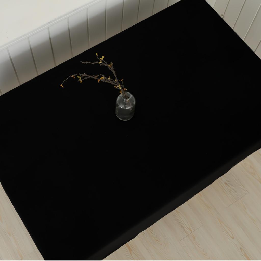 Solid Black Conference Banquet Hotel Dining Table Exhibition Advertising Tablecloth Office Table Cloth Art Rectangular Tableclot