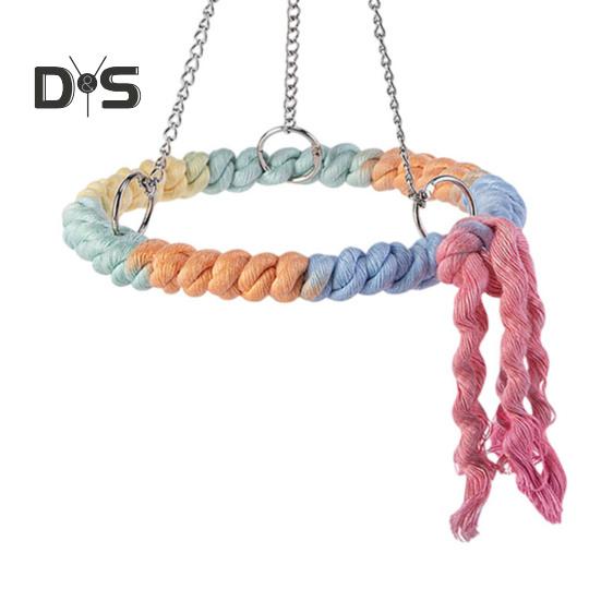 Parrot Bird Toy Cotton Rope Circle Toy Parrot Chew Bite Perch Bird Stand Climb Hanging Toy Swing Rope Ring Bird Cage Accessory