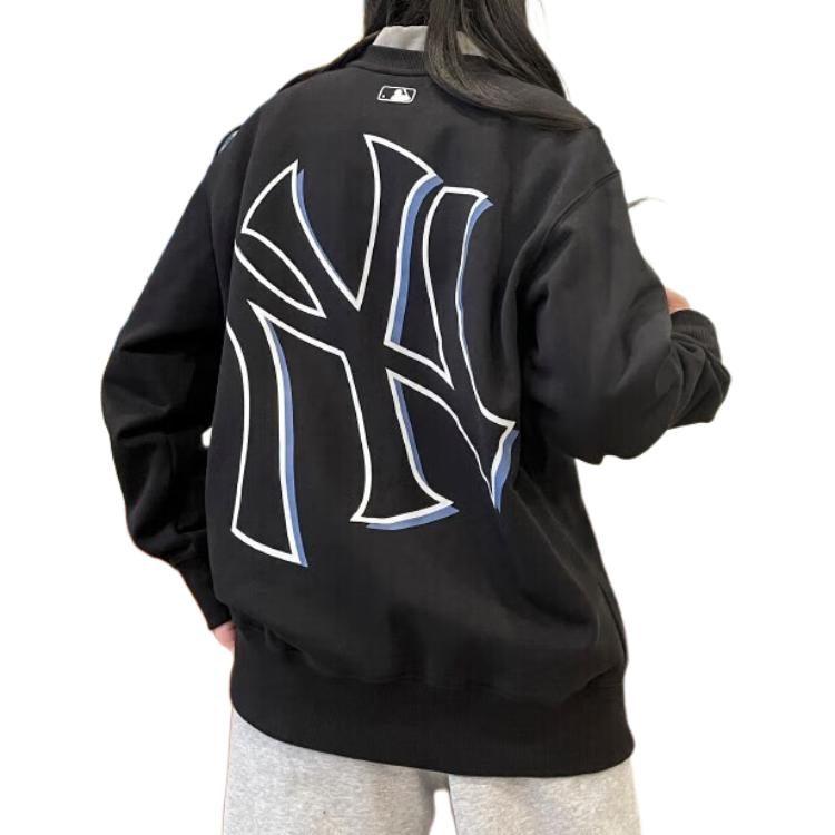MLB New York Yankees Sweatshirts Unisex Black Crew Neck Moderate Regular 3AMTB0431-50BKS