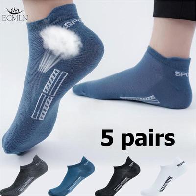 5 Paar/Lot Hoge Kwaliteit Heren Enkelsokken Ademend Katoen Sport Mesh Casual Atletisch Dunne Snit Korte Sokken Plus Size Sokken