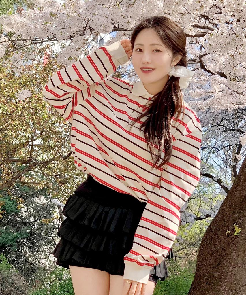 Maseumaluljeueopaeleol Multi Strip Collar Long Sleeve_Ivory