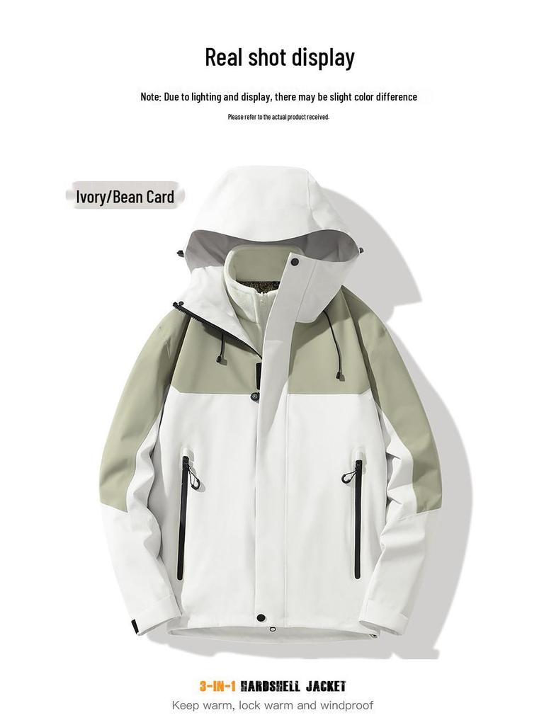 2024 Stylish 3-in-1 Heat-Sealed Couples Windbreaker: Waterproof, Windproof Outdoor Team Mountaineering Suit