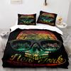 Skull King Queen Bettbezug Gothic Skelett Bettwäsche Set für Erwachsene Jugendliche Personalisiert Halloween Knochen Polyester Steppdeckenbezug
